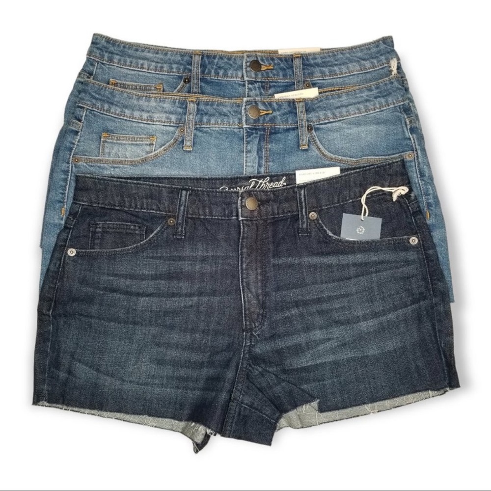 Universal Thread High Rise Cut Off Denim Shorts Medium Wash Dark Wash Set Of 3